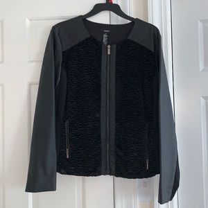 Alfani Two-tone Black Leather/Faux Zip-up